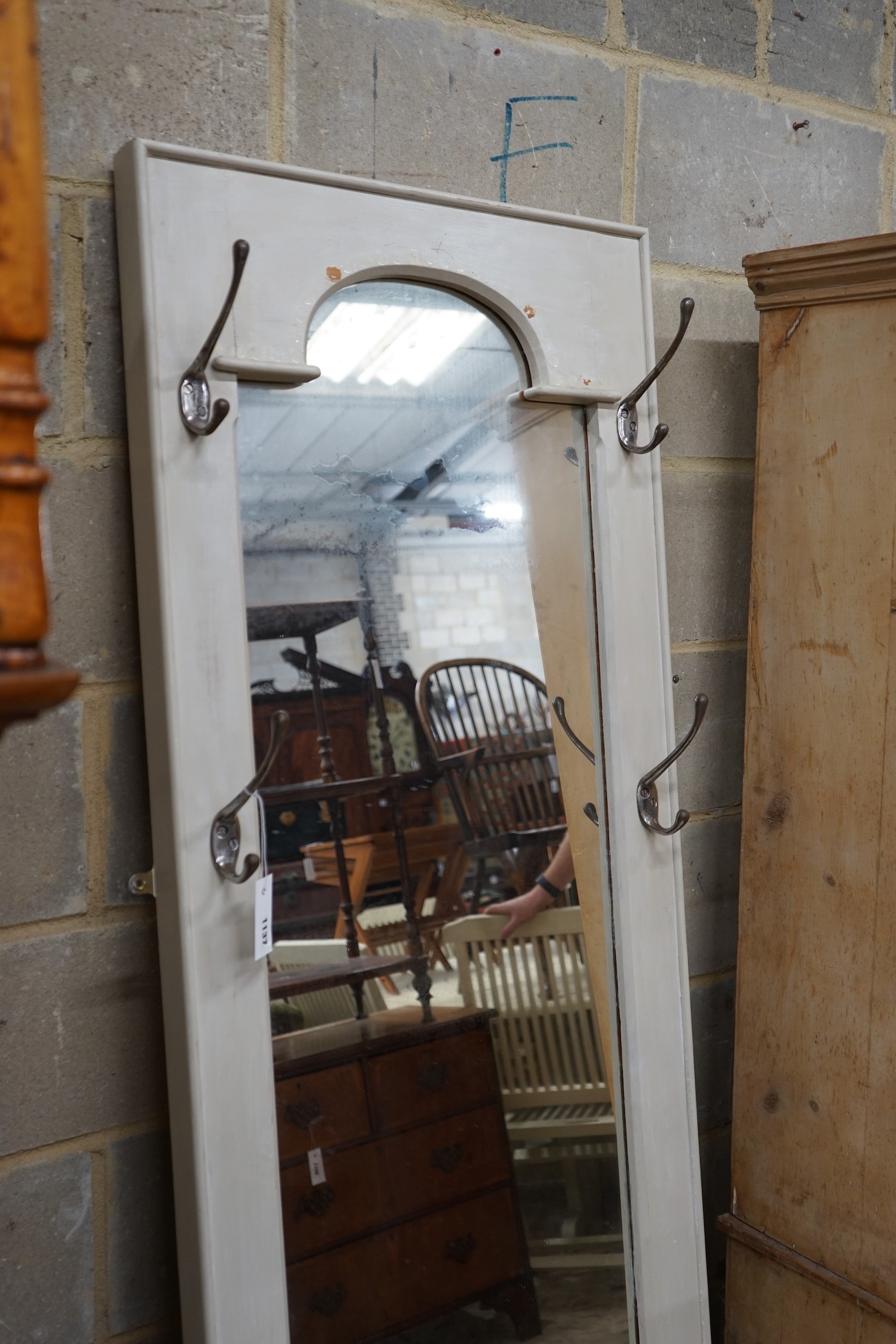 A Victorian style painted hall mirror, width 60cm, height 187cm